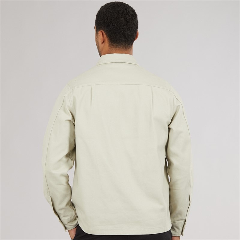 Fred Perry Mens Zip Through Overshirt Light Oyster - Image 2