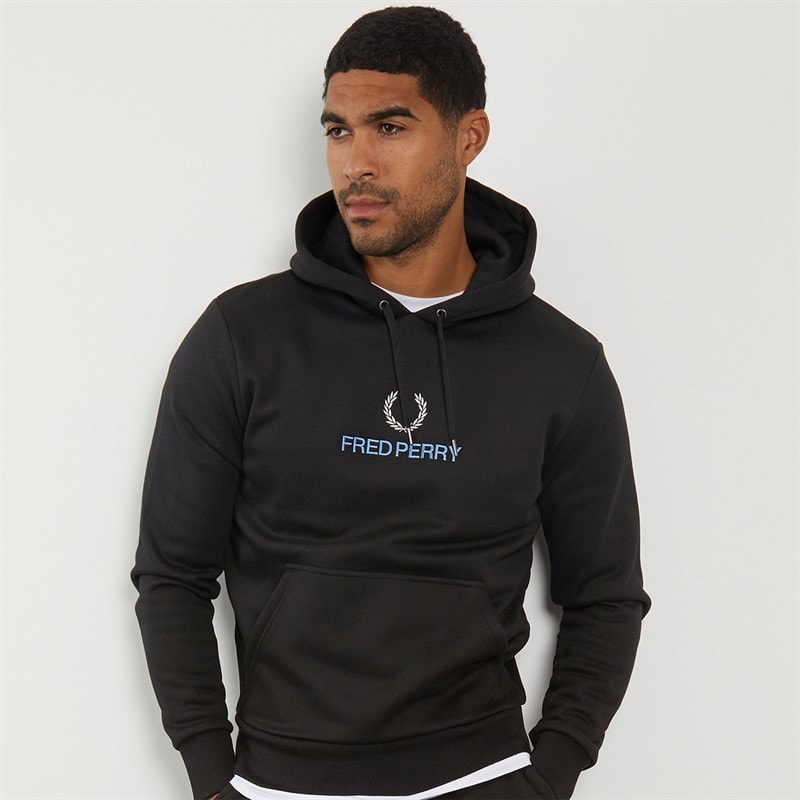 Fred Perry Mens Hoodie Black - Image 3