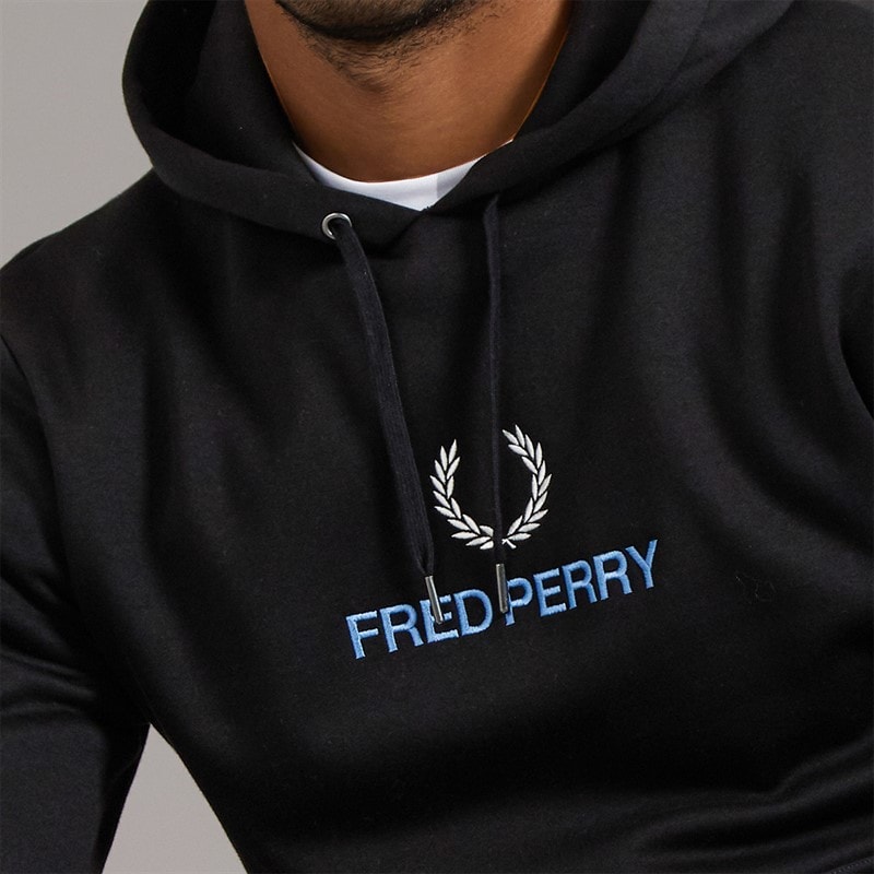Fred Perry Mens Hoodie Black - Image 5