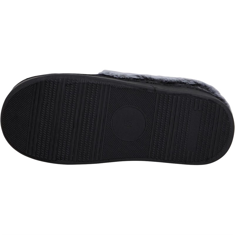 Board Angels Womens Zoe Faux Fur Lined Mule Slippers Black - Image 3