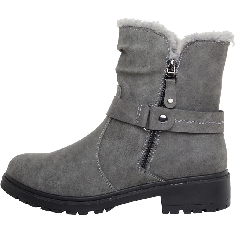 Board Angels Womens Faux Fur Trim Boots Grey