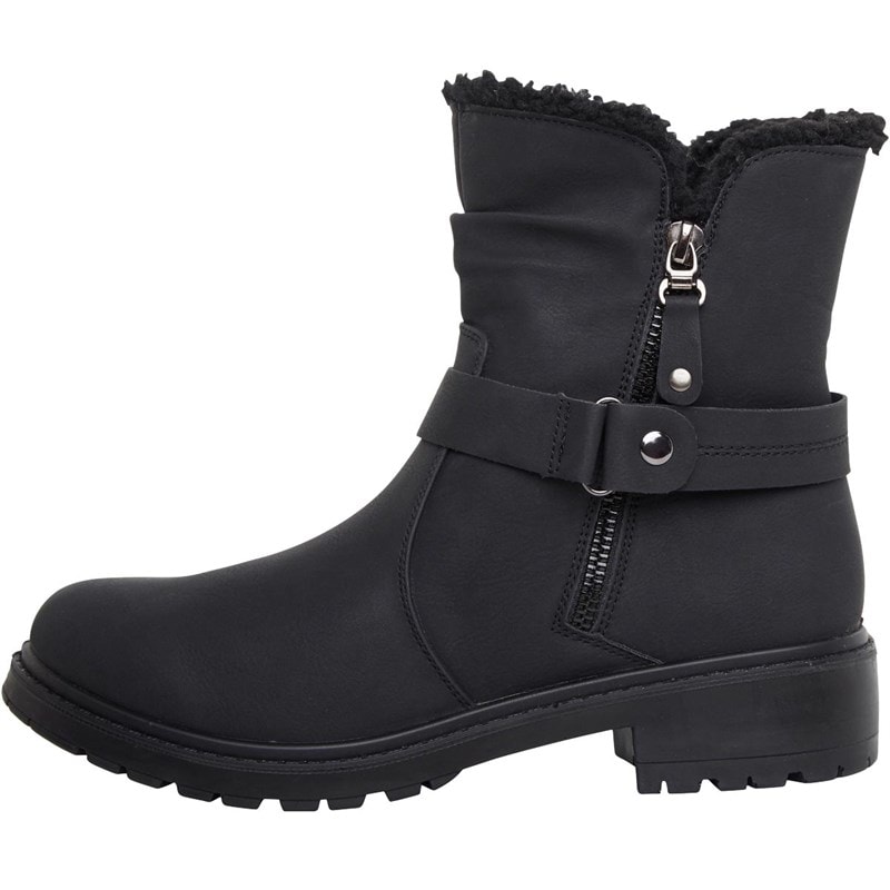 Board Angels Womens Faux Fur Trim Boots Black
