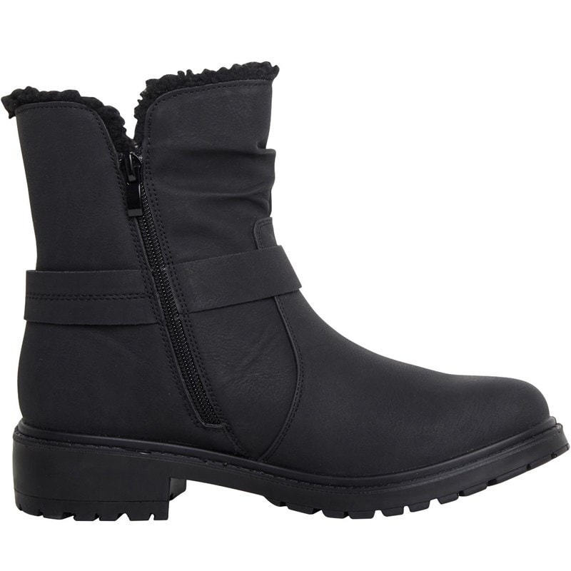Board Angels Womens Faux Fur Trim Boots Black - Image 4