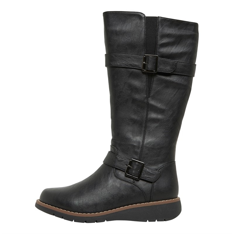 Board Angels Womens Long Wedge Boots Black