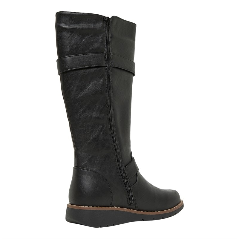 Board Angels Womens Long Wedge Boots Black - Image 4