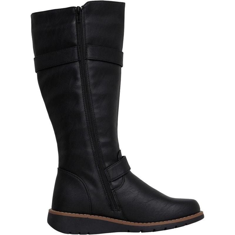 Board Angels Womens Long Wedge Boots Black - Image 5