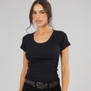 Board Angels Womens Scoop Neck Ribbed T-Shirt Black