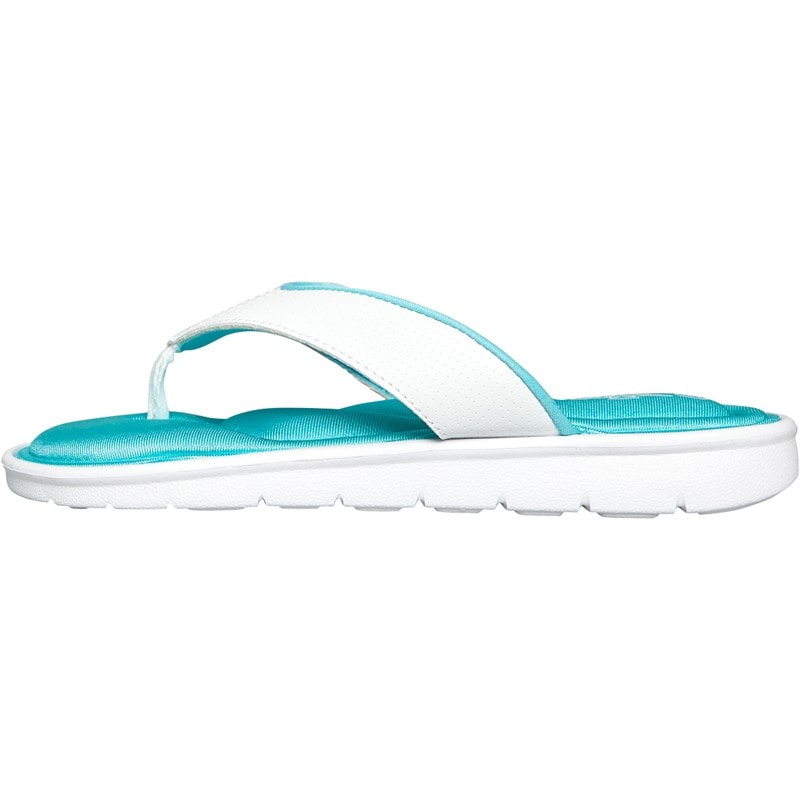 Board Angels Womens Memory Foam Toe Post Sandals White/Turquoise - Image 2