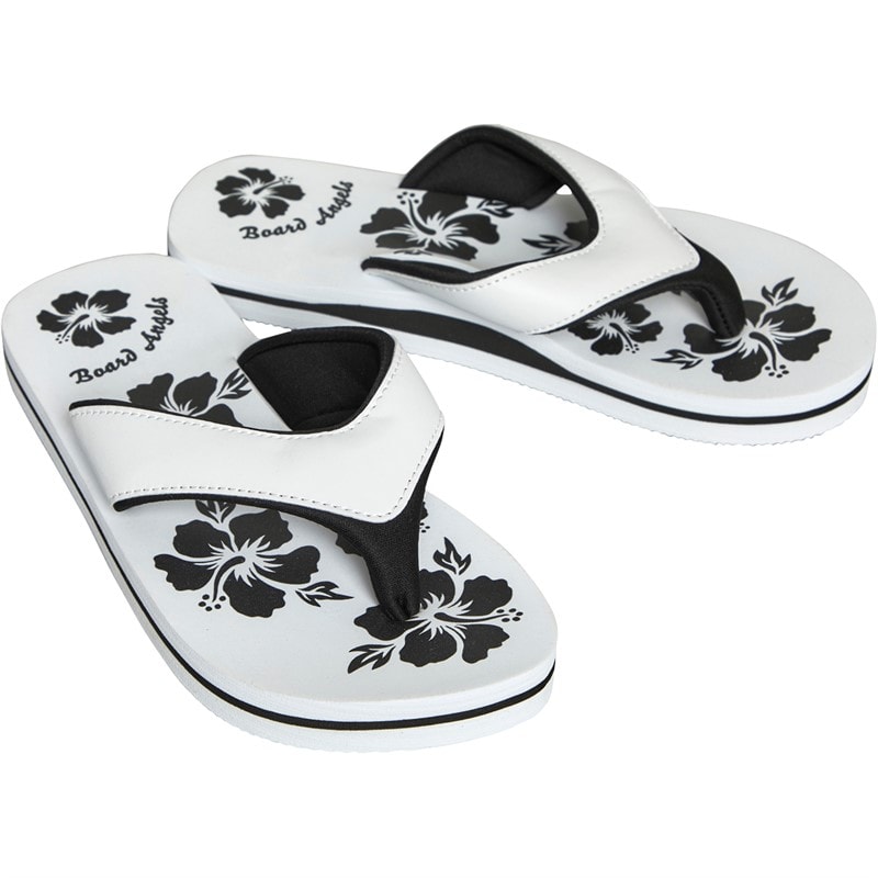 Board Angels Womens EVA Toe Post Sandals White/Black - Image 1