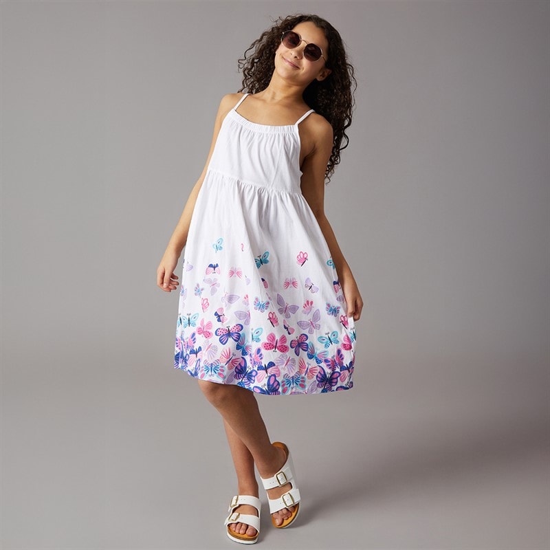 Board Angels Girls Boarder Print Dress White - Image 3