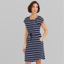 Board Angels Womens Tie Waist Dress Navy/White
