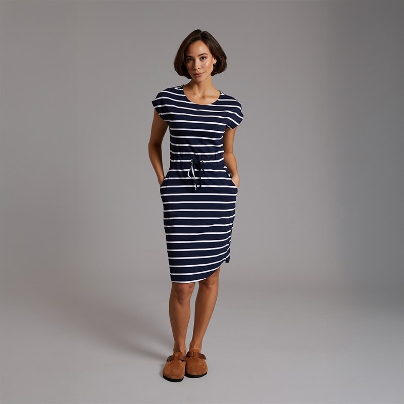 Board Angels Womens Tie Waist Dress Navy/White - Image 3