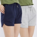 Board Angels Womens Two Pack Fleece Shorts Navy/Grey
