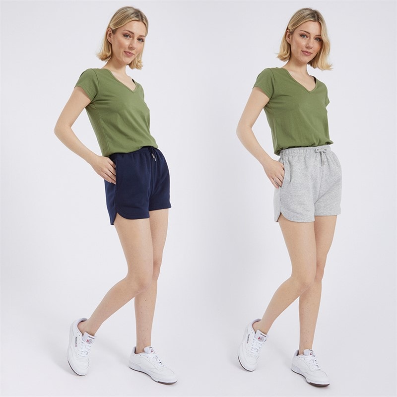 Board Angels Womens Two Pack Fleece Shorts Navy/Grey - Image 3