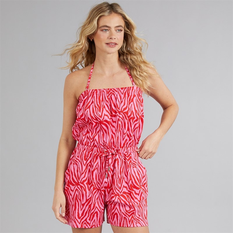 Board Angels Womens Playsuit With Detachable Strap Red/Pink - Image 1