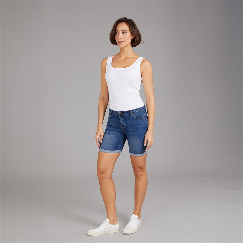 Board Angels Womens Denim Shorts Mid Wash - Image 3