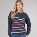 Board Angels Womens Stripe Sweatshirt Ombre Blue