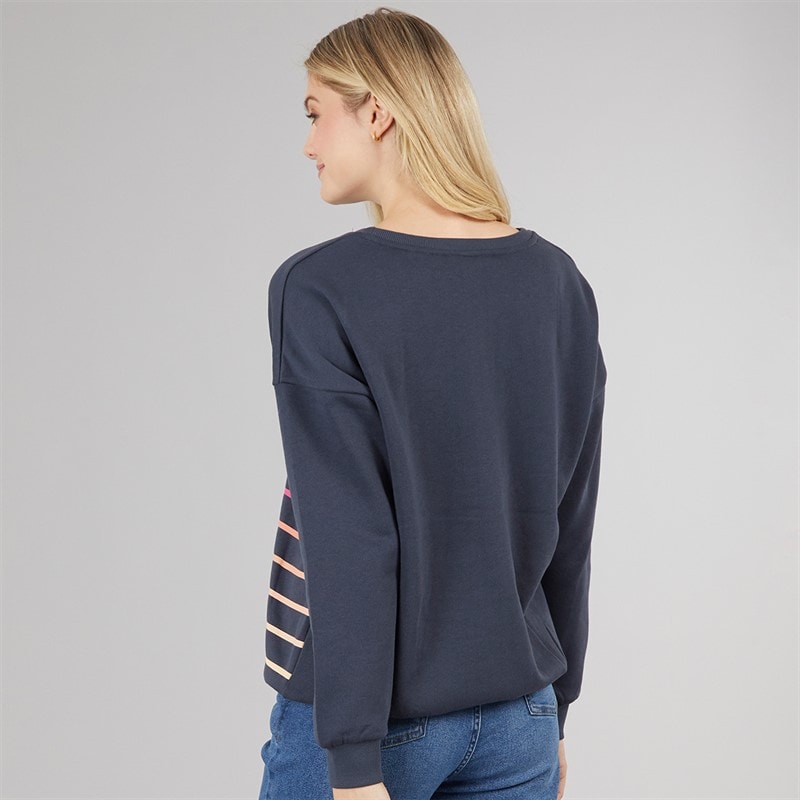 Board Angels Womens Stripe Sweatshirt Ombre Blue - Image 2