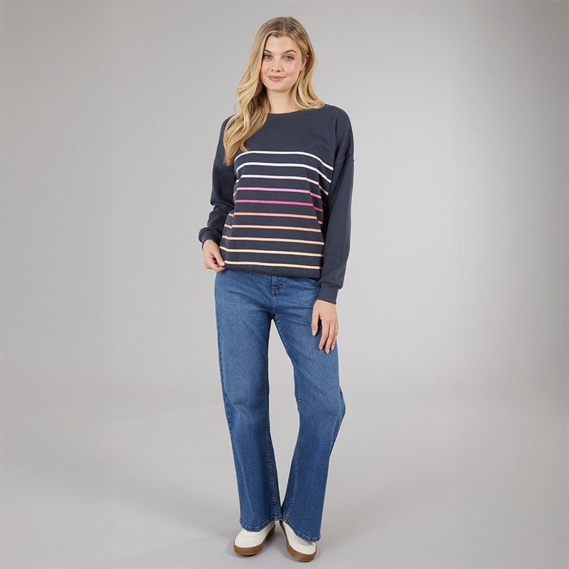 Board Angels Womens Stripe Sweatshirt Ombre Blue - Image 3