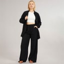 Board Angels Womens Set Long Shirt And Trousers Set Black