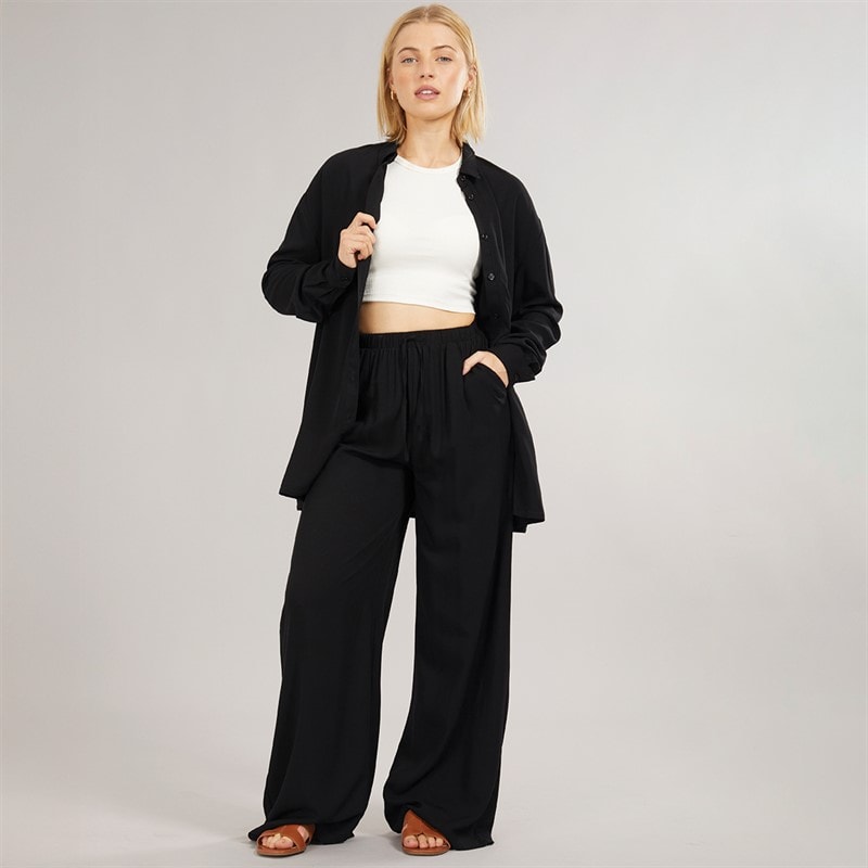 Board Angels Womens Set Long Shirt And Trousers Set Black