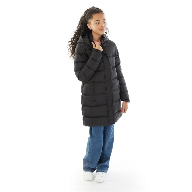 Board Angels Girls Long Puffer Coat Black - Image 4