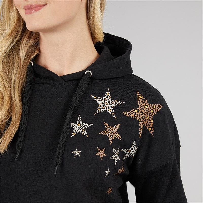 Board Angels Womens Star Print Hoodie Black - Image 3