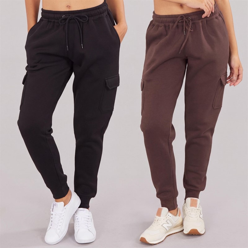 Board Angels Womens Two Pack Cargo Joggers Black/Chocolate