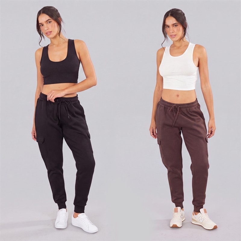 Board Angels Womens Two Pack Cargo Joggers Black/Chocolate - Image 4