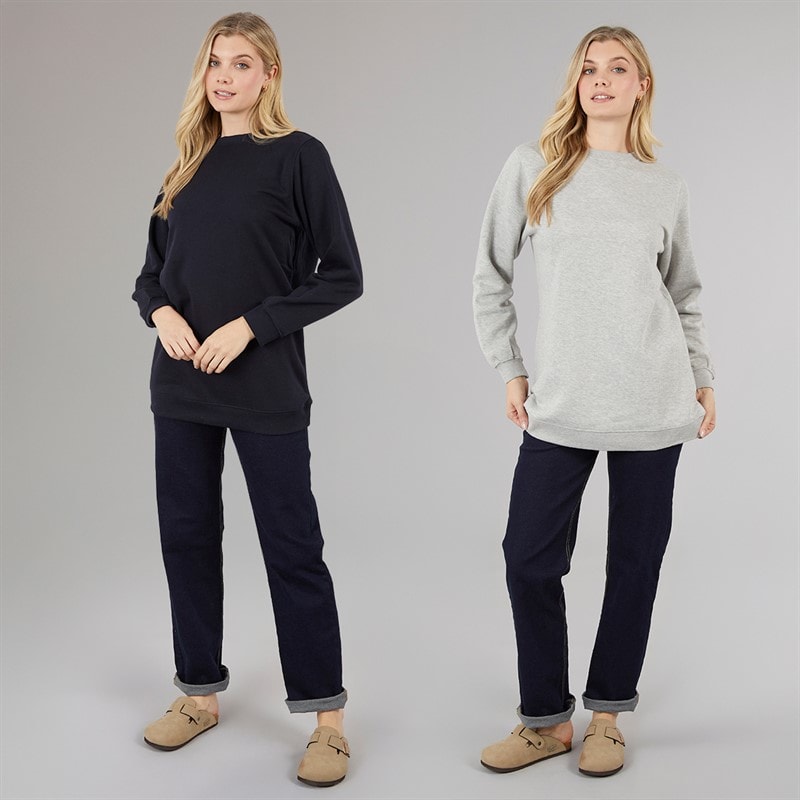 Board Angels Womens Two Pack Longline Sweatshirts Navy/Grey Marl - Image 4