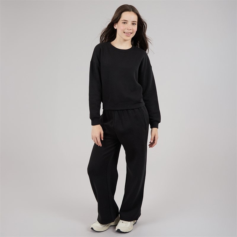 Board Angels Girls Sweatshirt Top And Wide Leg Joggers Tracksuit Black