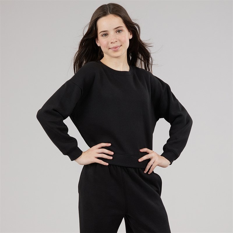 Board Angels Girls Sweatshirt Top And Wide Leg Joggers Tracksuit Black - Image 3