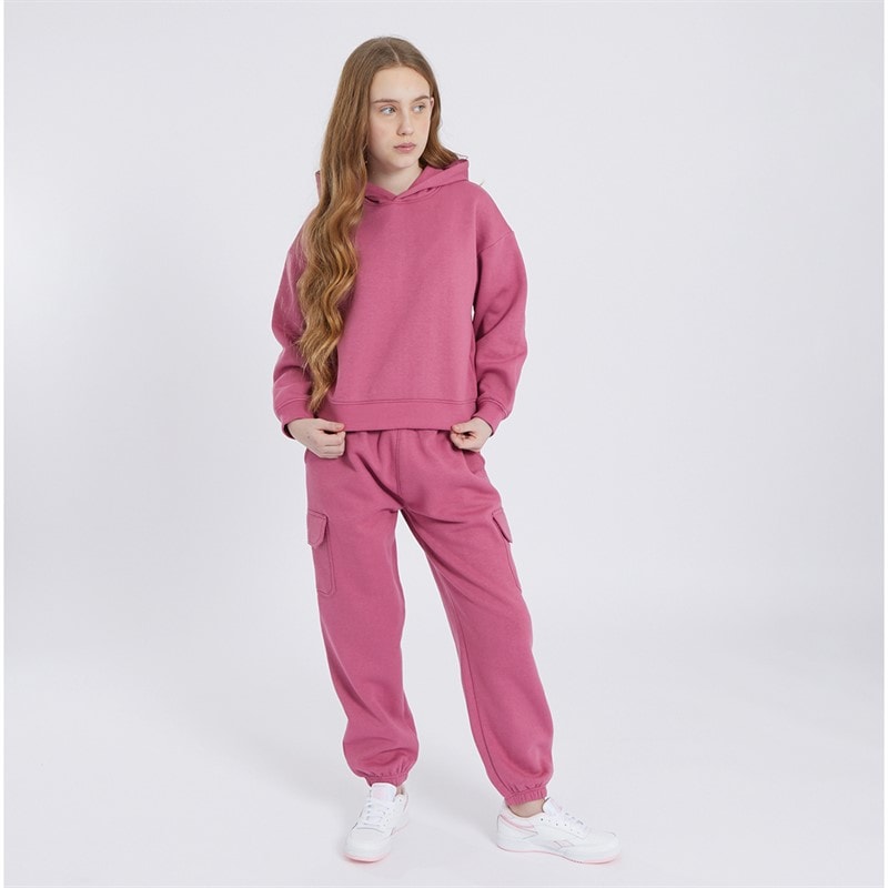 Board Angels Girls Hoodie And Cargo Joggers Tracksuit Pink/Rose Wine