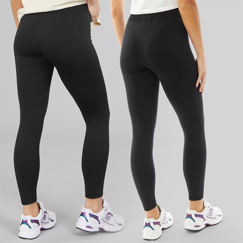 Board Angels Womens Two Pack Plain Leggings Black - Image 2