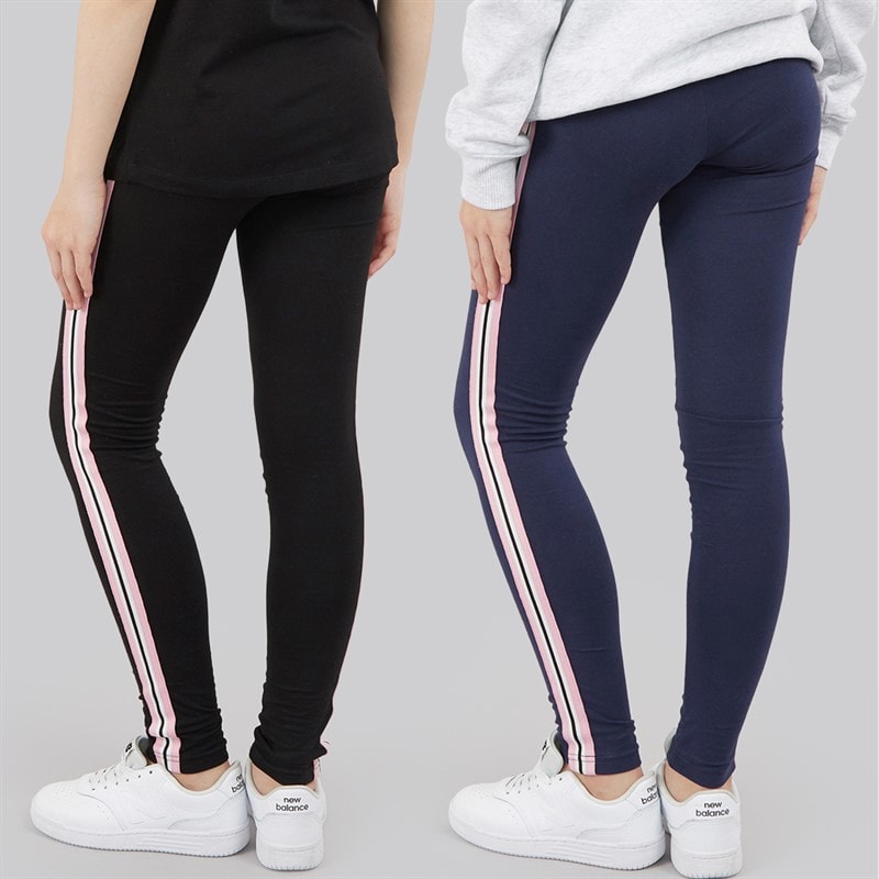 Board Angels Girls Two Pack Side Stripe Leggings Navy/Black - Image 2