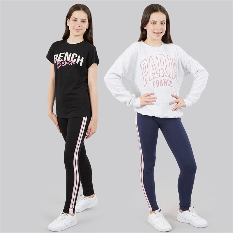 Board Angels Girls Two Pack Side Stripe Leggings Navy/Black - Image 4