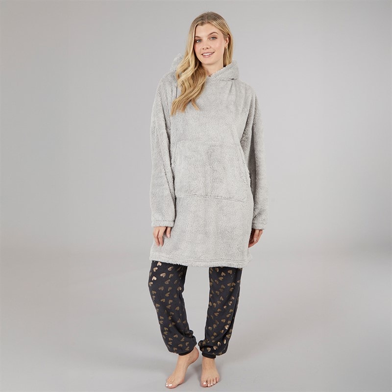 Board Angels Womens Oversized Blanket Hoodie Grey - Image 4