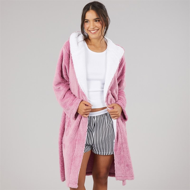 Board Angels Womens Wellsoft Hooded Robe Pink - Image 3
