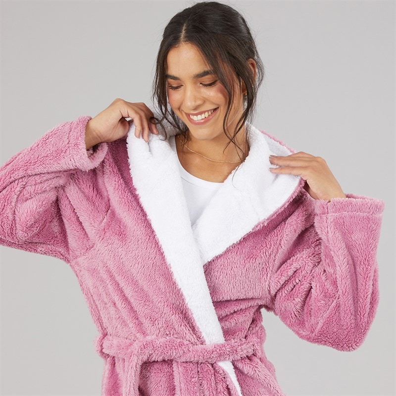 Board Angels Womens Wellsoft Hooded Robe Pink - Image 5