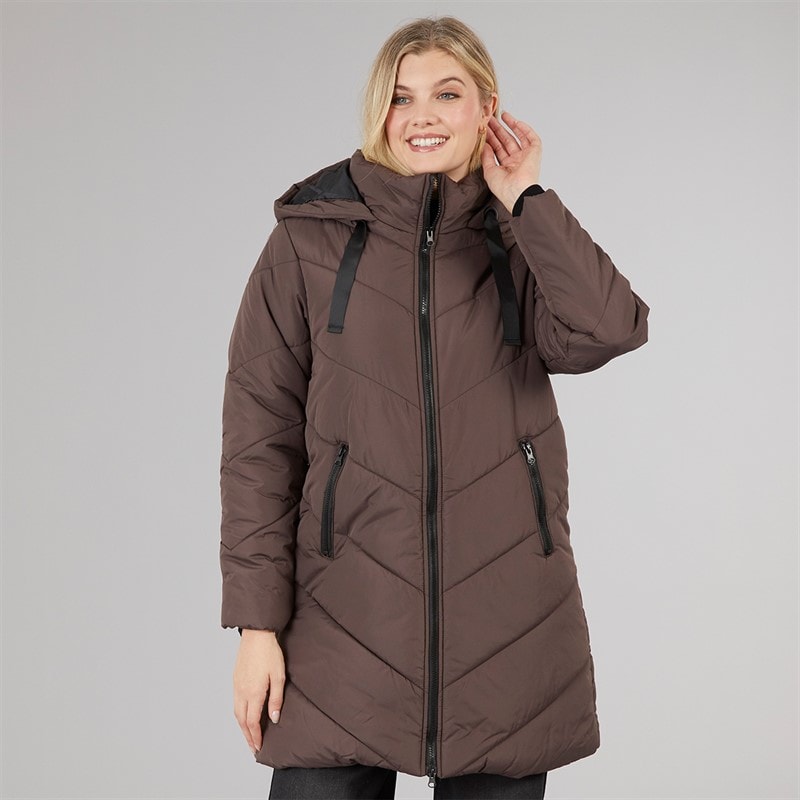 Board Angels Womens Chevron Puffer Coat Chocolate - Image 3