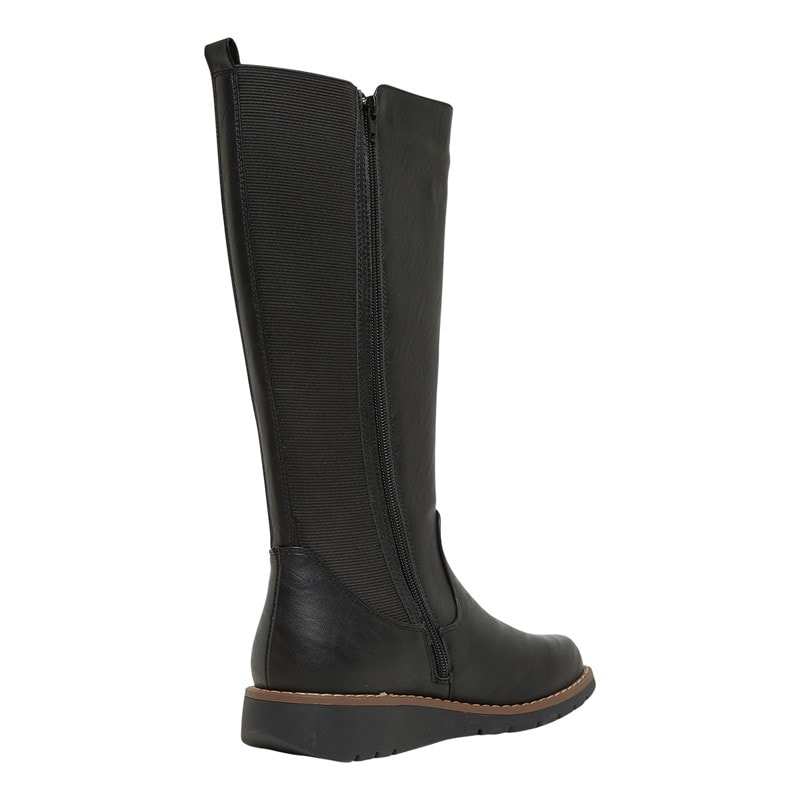 Board Angels Womens Lisa Knee High Wedge Boots Black - Image 4