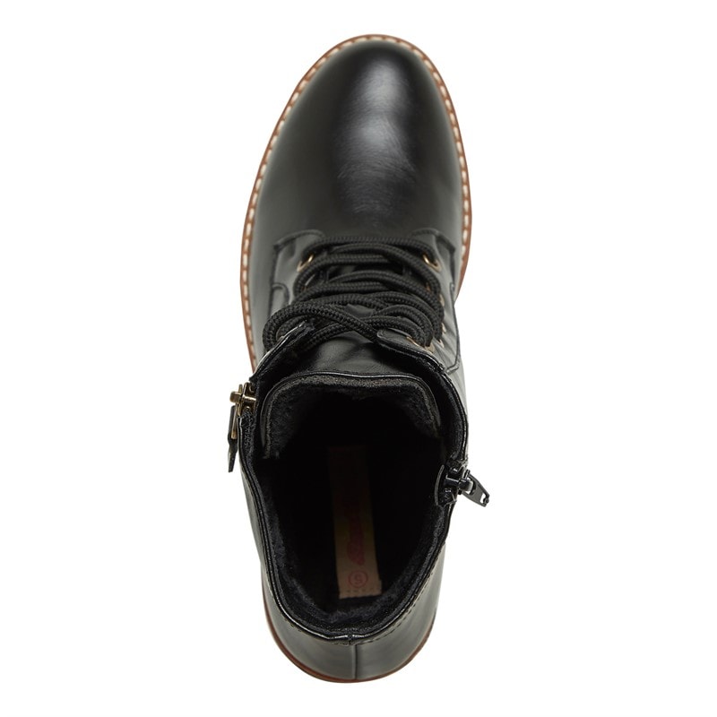 Board Angels Womens Gaynor Zip Detail Mid Boots Black PU - Image 4