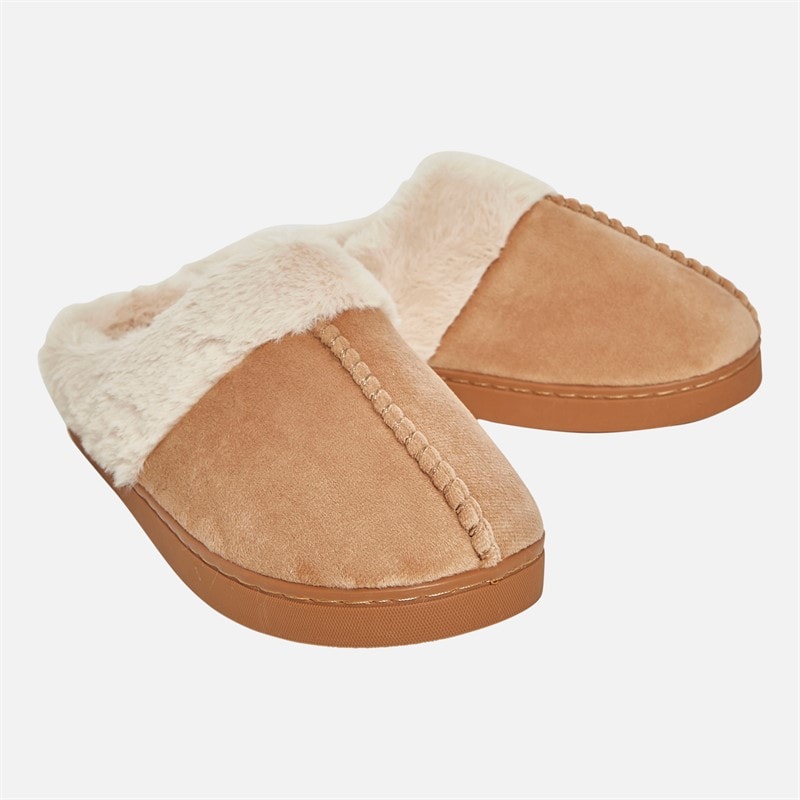 Board Angels Womens Zoe Faux Fur Lined Mule Slippers Chestnut - Image 1