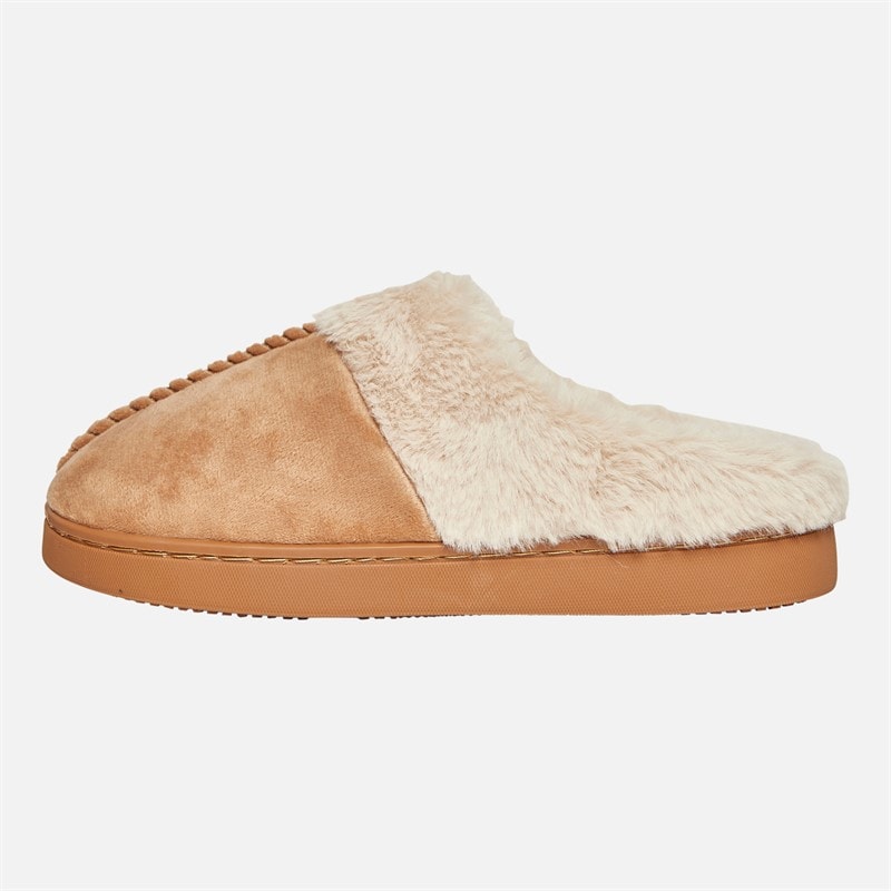 Board Angels Womens Zoe Faux Fur Lined Mule Slippers Chestnut - Image 2
