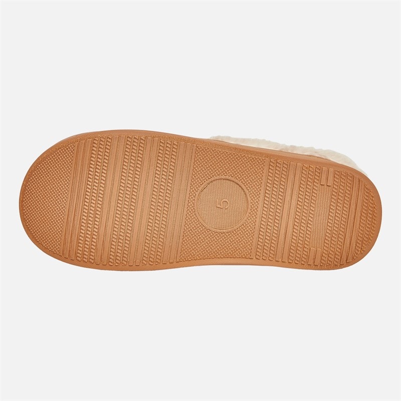 Board Angels Womens Zoe Faux Fur Lined Mule Slippers Chestnut - Image 3