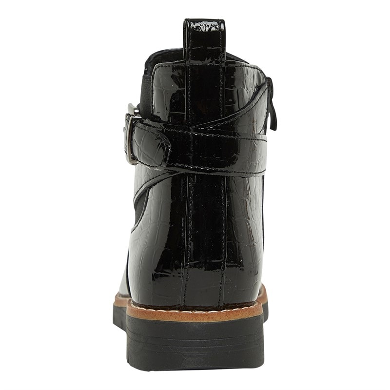Board Angels Womens Willow Buckle Ankle Boots Black Patent Croc - Image 3