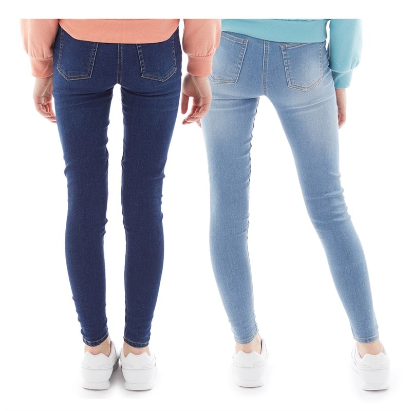 Board Angels Girls Two Pack Denim Jeggings Light Blue/Dark Blue - Image 2