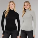 Board Angels Womens Roll Neck Plain Two Pack Grey Marl/Black