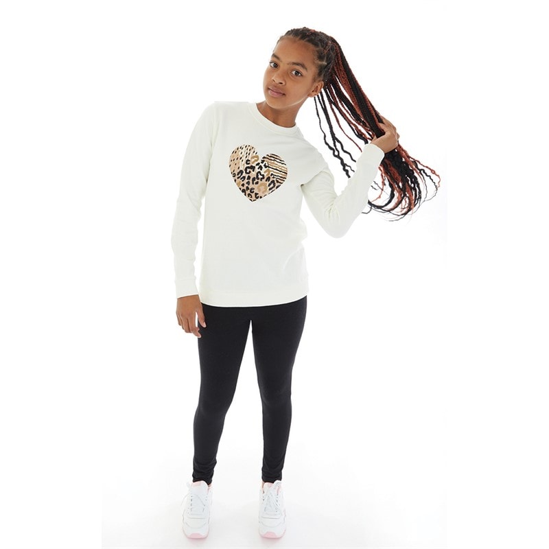 Board Angels Girls Sweatshirt And Leggings Set Beige/Black - Image 3