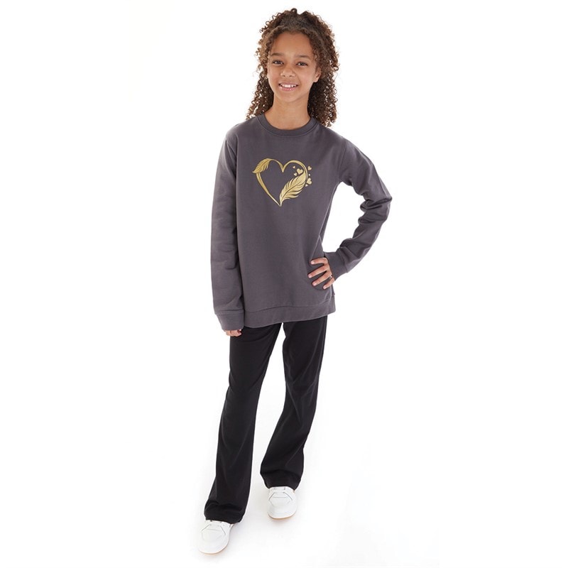Board Angels Girls Sweatshirt And Flared Leggings Set Charcoal/Black - Image 3